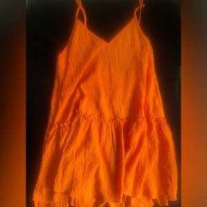 Orange midi spaghetti strap dress